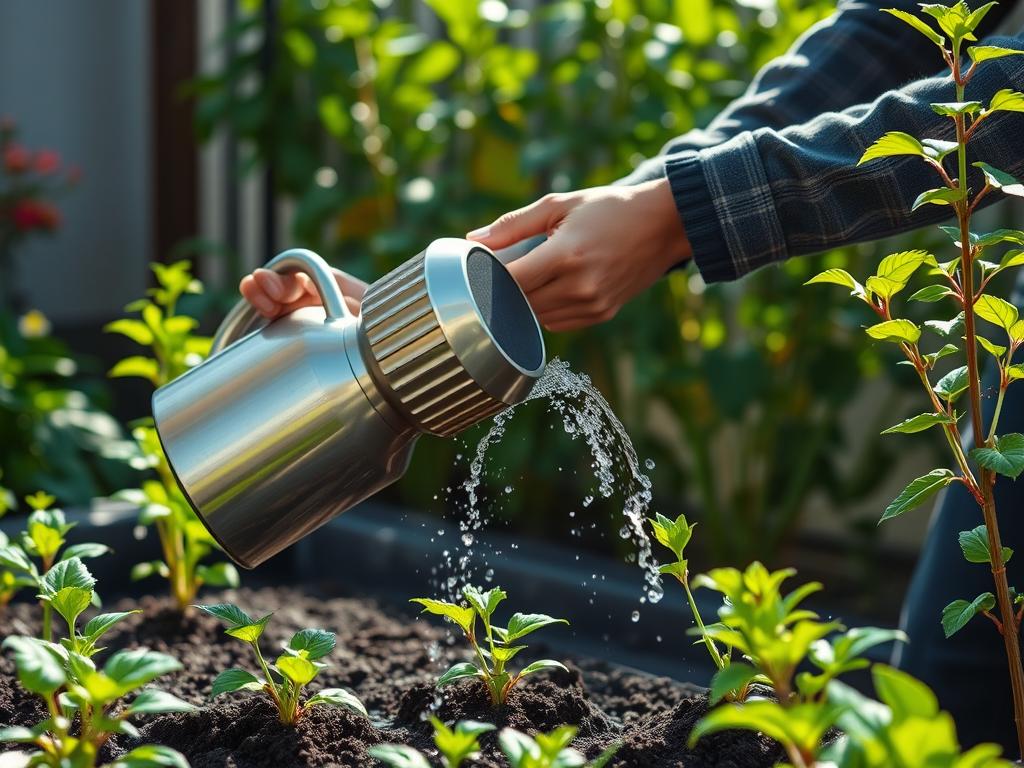 A gardener watering and tending to growing plants, representing ongoing cultural reinforcement