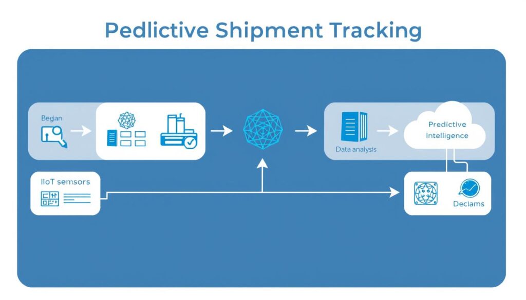 Data flow diagram showing how predictive shipment tracking AI IoT systems process information