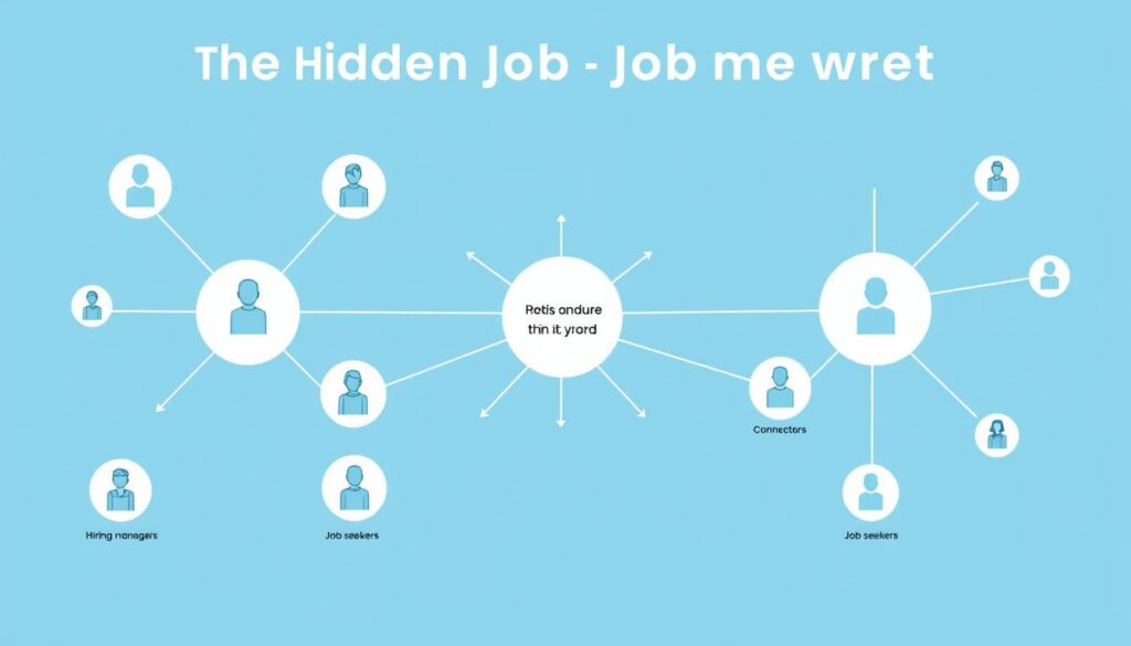Diagram showing how the hidden job market works through networking connections