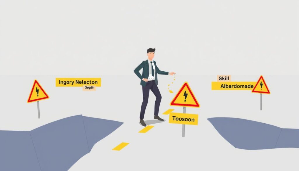 Person avoiding common skill stacking pitfalls and mistakes