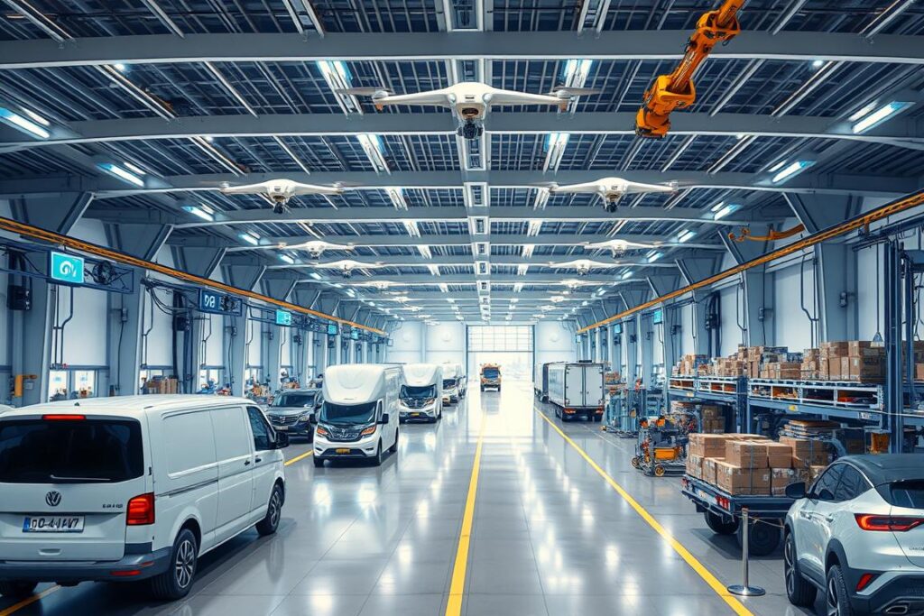 Autonomous logistics system with drones and self-driving vehicles for Future Technology 2035