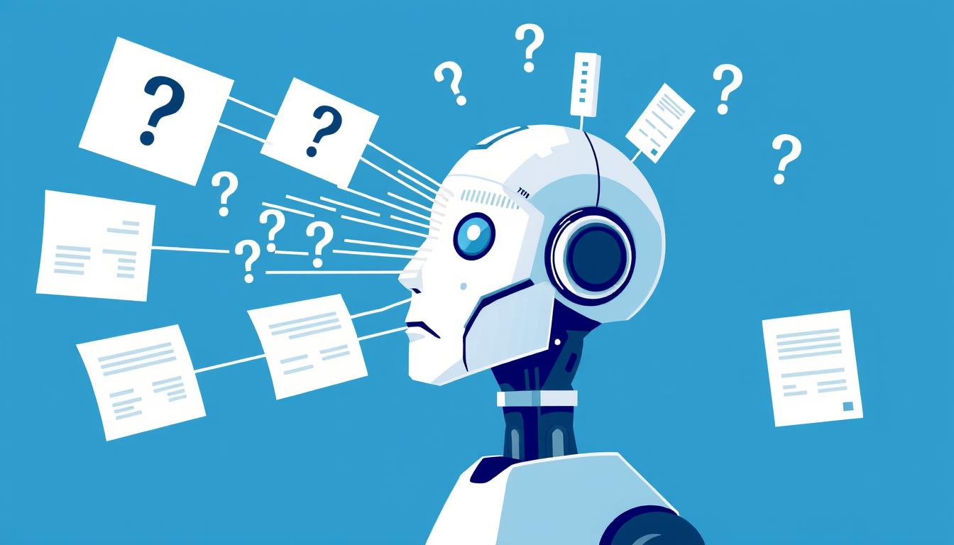 AI hallucination concept showing a robot creating imaginary data