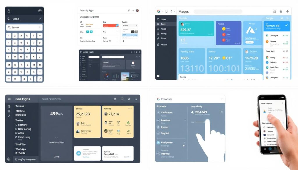 Flexibility examples showing keyboard shortcuts, customizable interfaces, and advanced filters