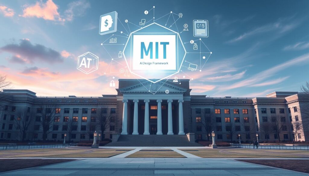 MIT campus with digital overlay representing the MIT xPRO AI Design Framework