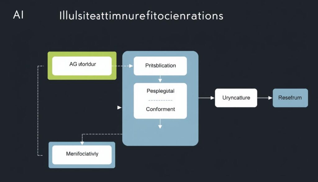 Technical diagram showing AI system with hallucination prevention measures