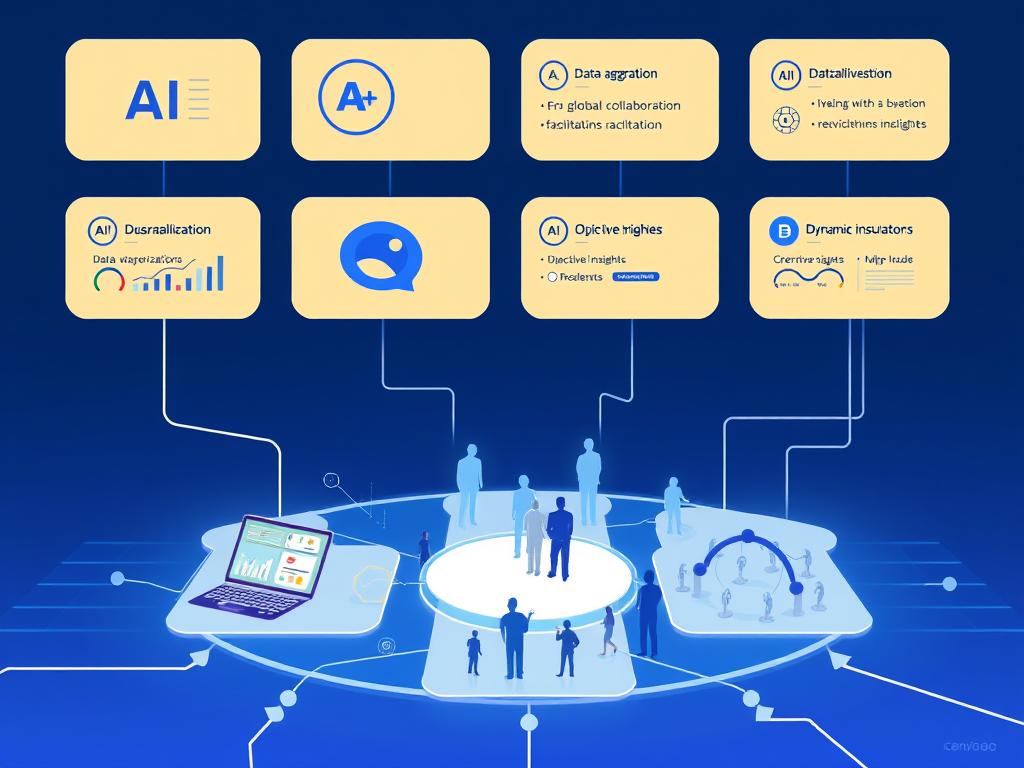 Visual representation of AI systems augmenting human collaboration in a Supermind environment