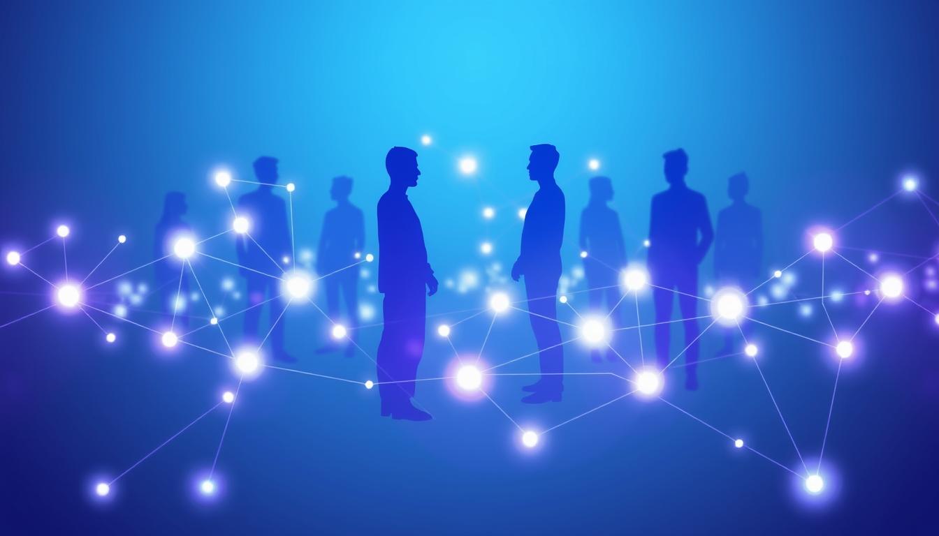 Visualization of Superminds concept showing interconnected human minds and AI systems working together