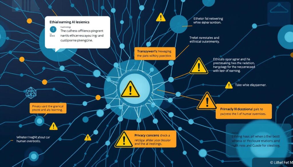 Ethical considerations in deep learning showing bias and transparency issues