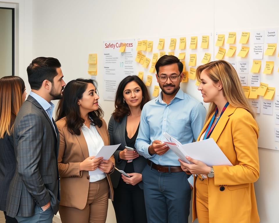 Team implementing safety culture improvement strategies