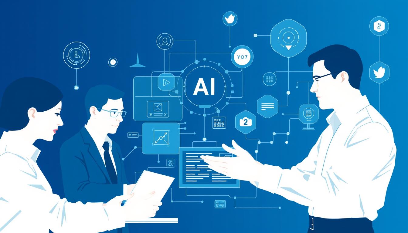 AI leadership challenges and opportunities visualization showing human and AI collaboration