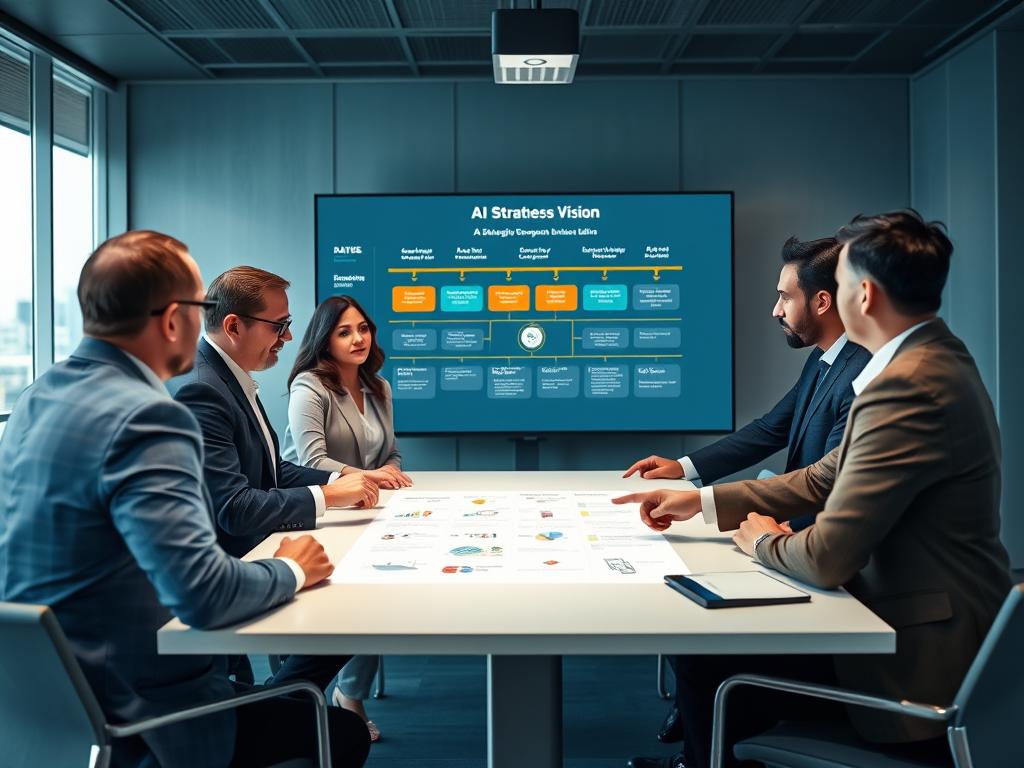 Business leaders aligning AI roadmap with company vision and strategy