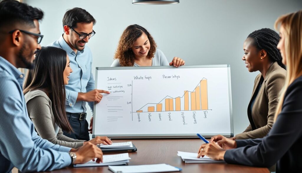 Diverse team members collaborating, representing how enlightened leadership empowers others